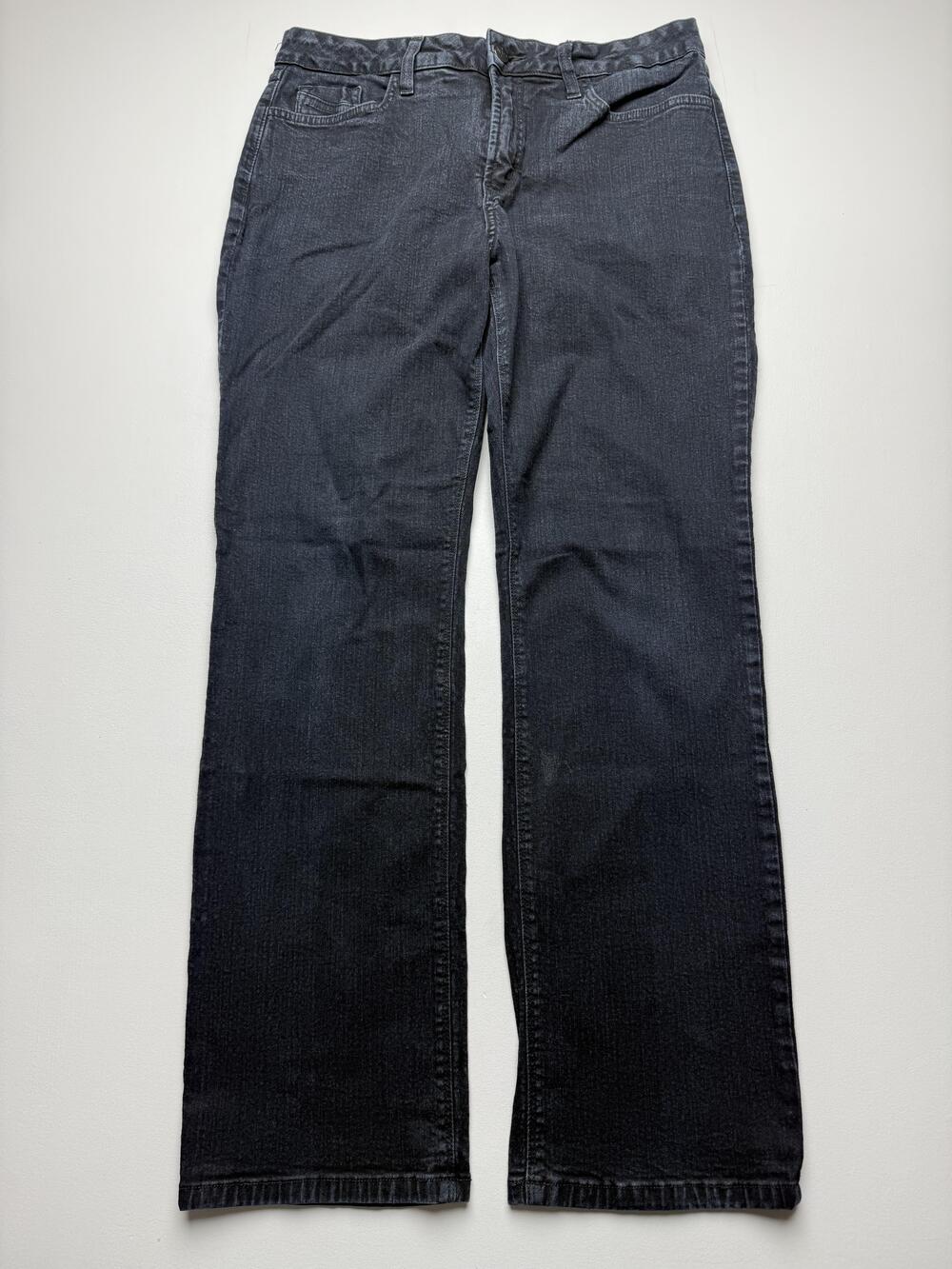 NYDJ Straight Jeans Womens 12P Gray Charcoal Wash Petite Lift Tuck Shaping Denim